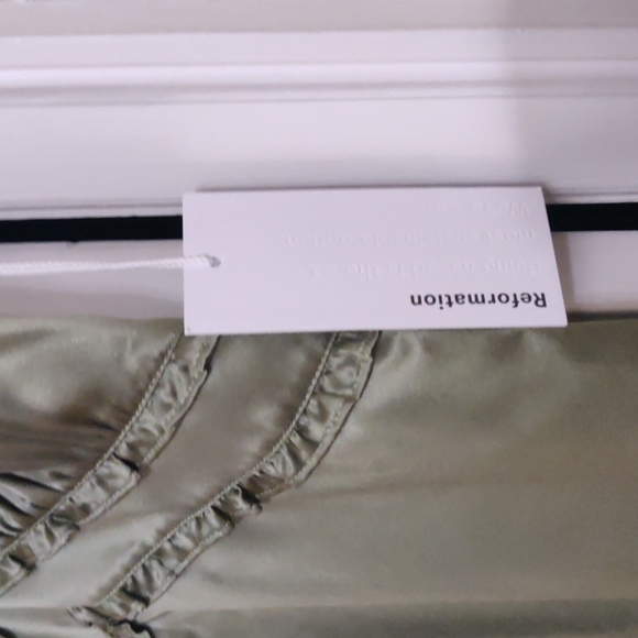 Reformation Green Silk Kaye Dress NWT - Picture 4 of 5